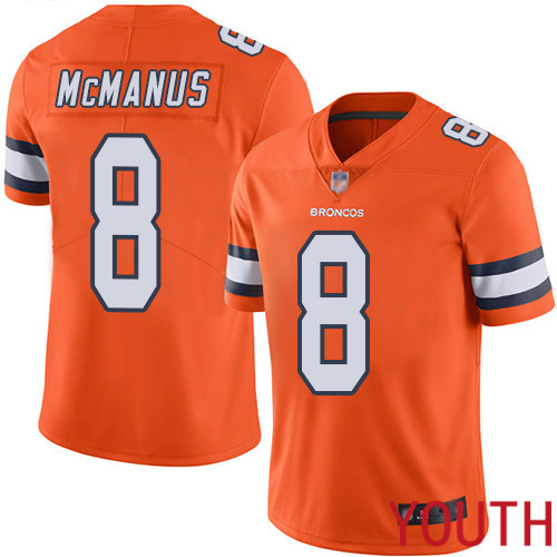 Youth Denver Broncos #8 Brandon McManus Limited Orange Rush Vapor Untouchable Football NFL Jersey